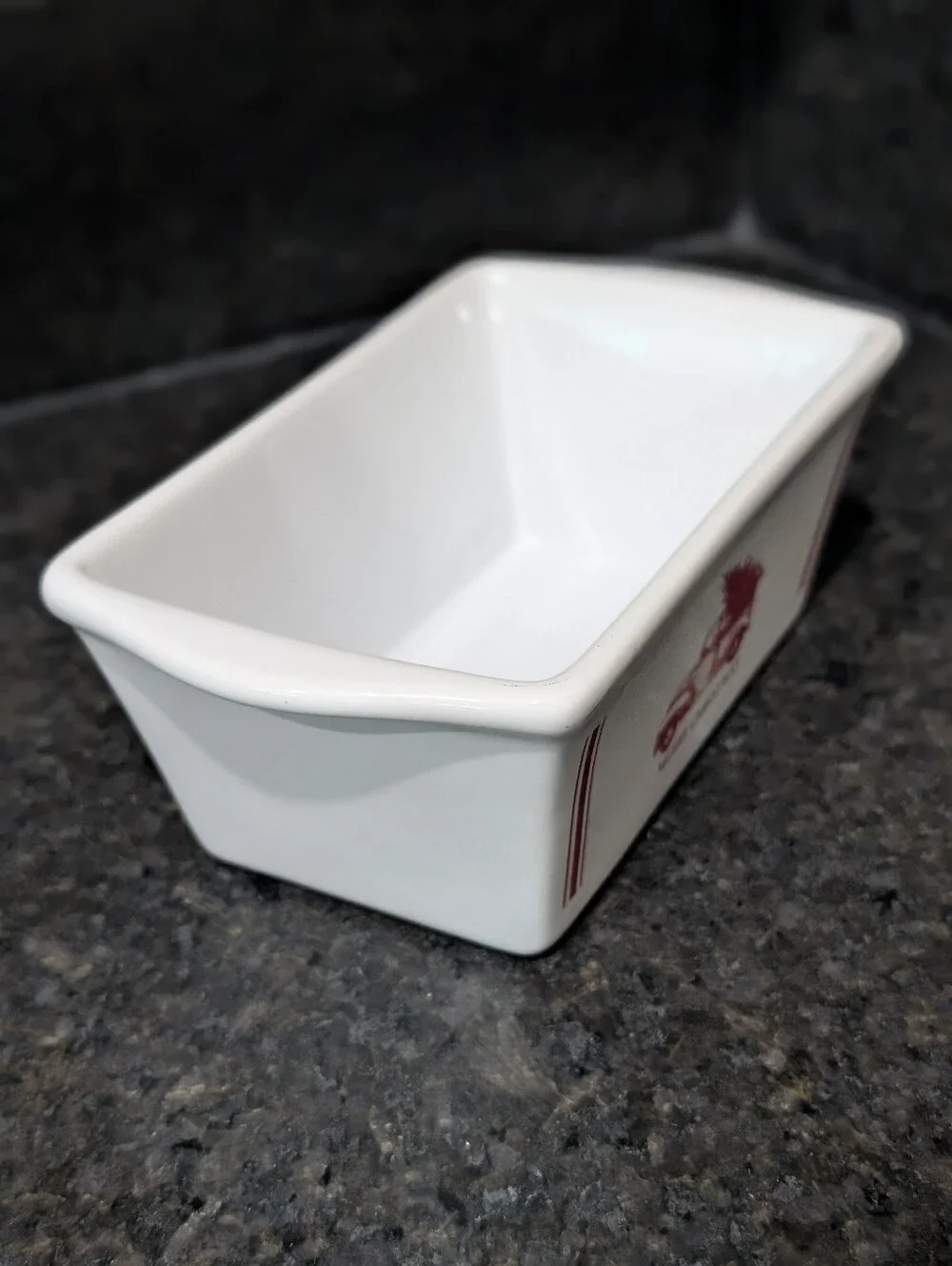 White Ceramic Holiday Serving Dish with Red Truck Motif
